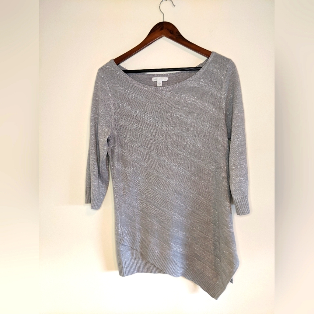 Silver Shimmer Asymmetrical Sweater